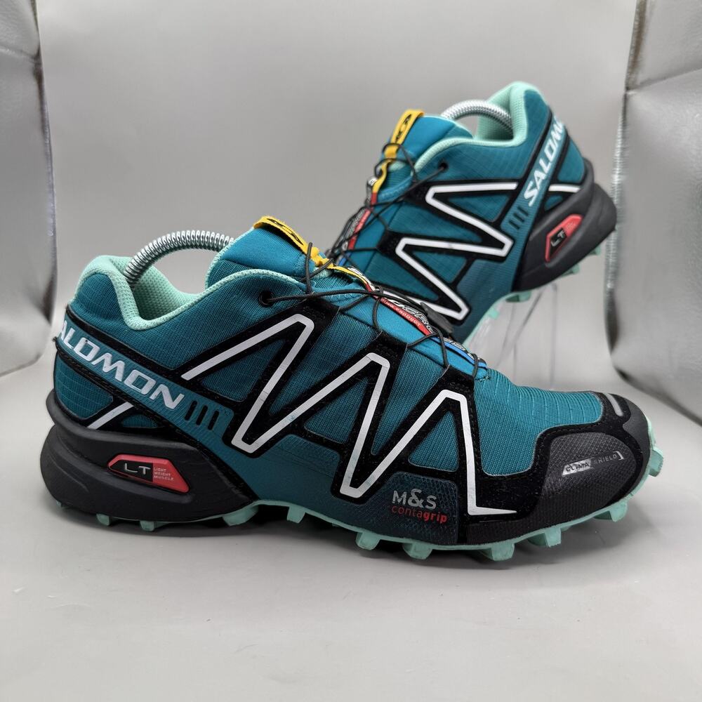 Salomon Speedcross 3 Shoes Womens Size 9.5 Teal Blue Trail Running 128500